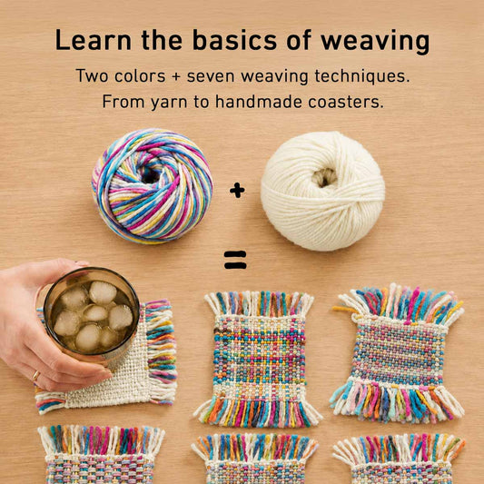 Stitch Sampler Coasters Weaving Kit - Supplies and Small loom with Pattern