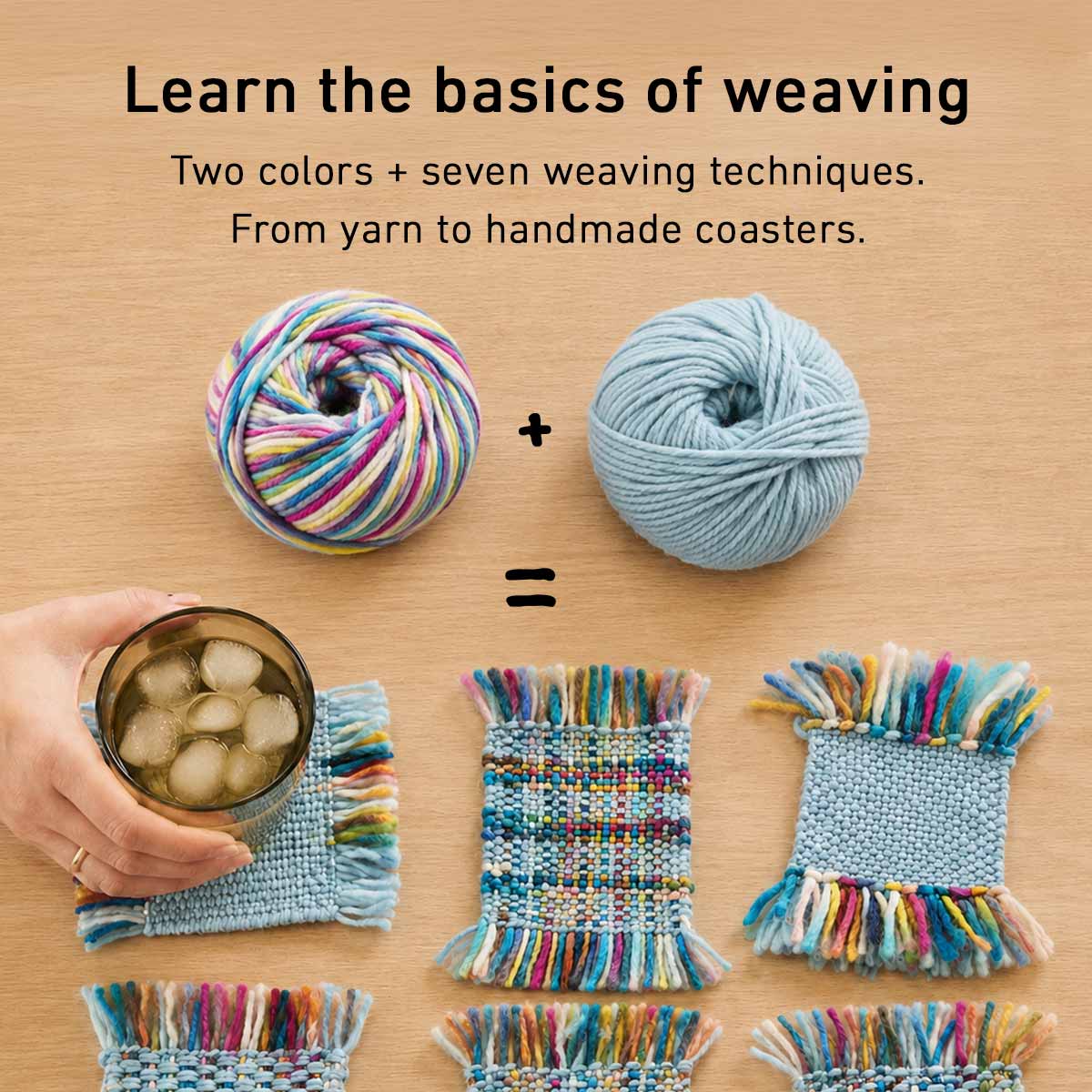 Stitch Sampler Coasters Weaving Kit - Supplies and Small loom with Pattern