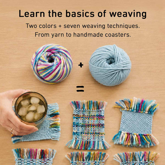 Stitch Sampler Coasters Weaving Kit - Supplies and Small loom with Pattern