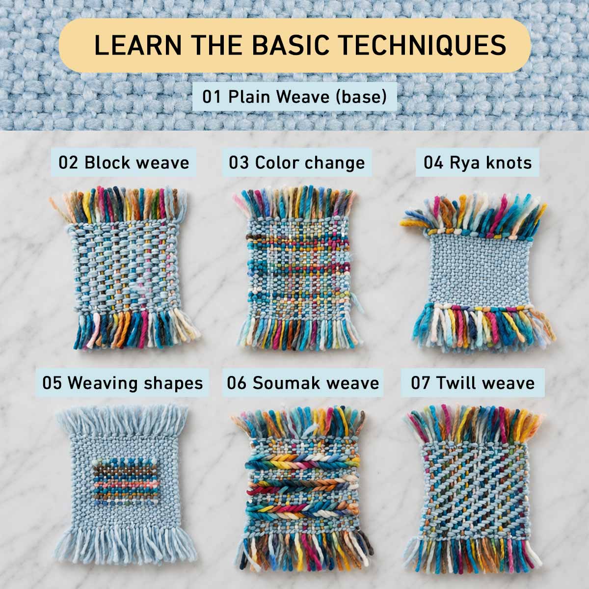 Stitch Sampler Coasters Weaving Kit - Supplies and Small loom with Pattern