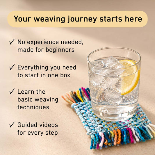 Stitch Sampler Coasters Weaving Kit - Supplies and Small loom with Pattern