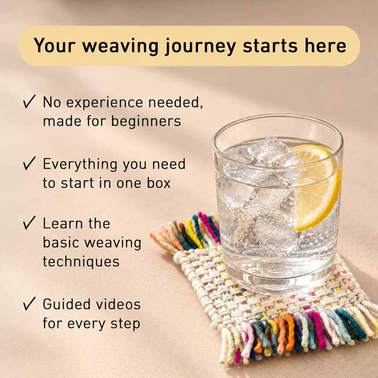 Stitch Sampler Coasters Weaving Kit - Supplies and Small loom with Pattern