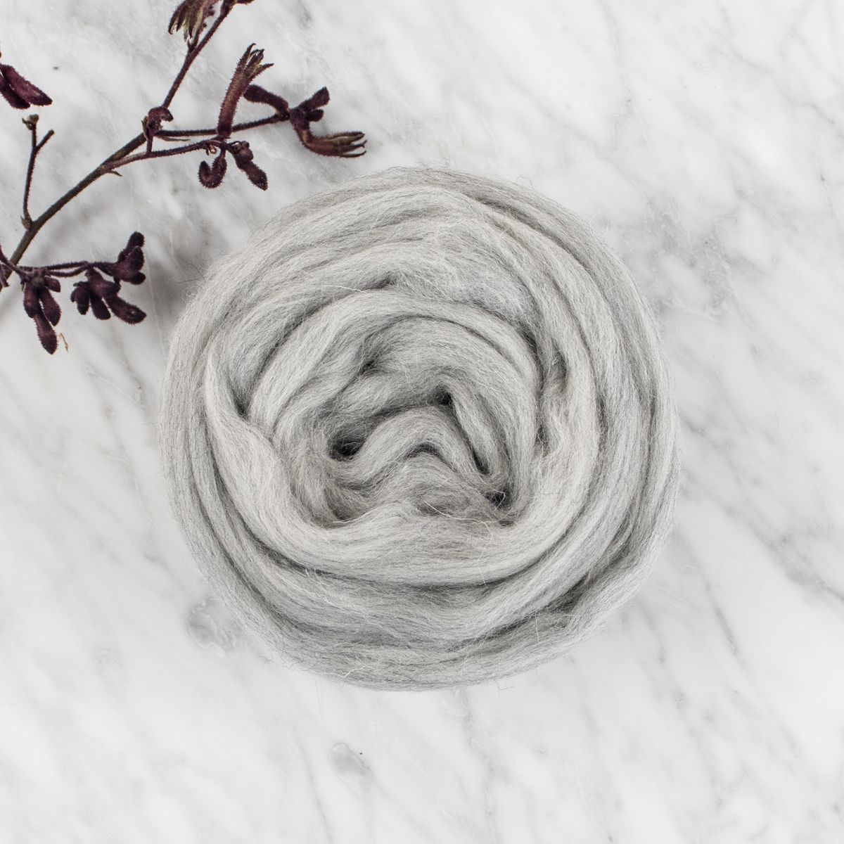 Organic Merino Wool Roving - Grey Blend