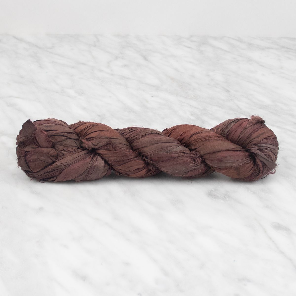 Recycled Sari Silk Ribbon - Red Oak