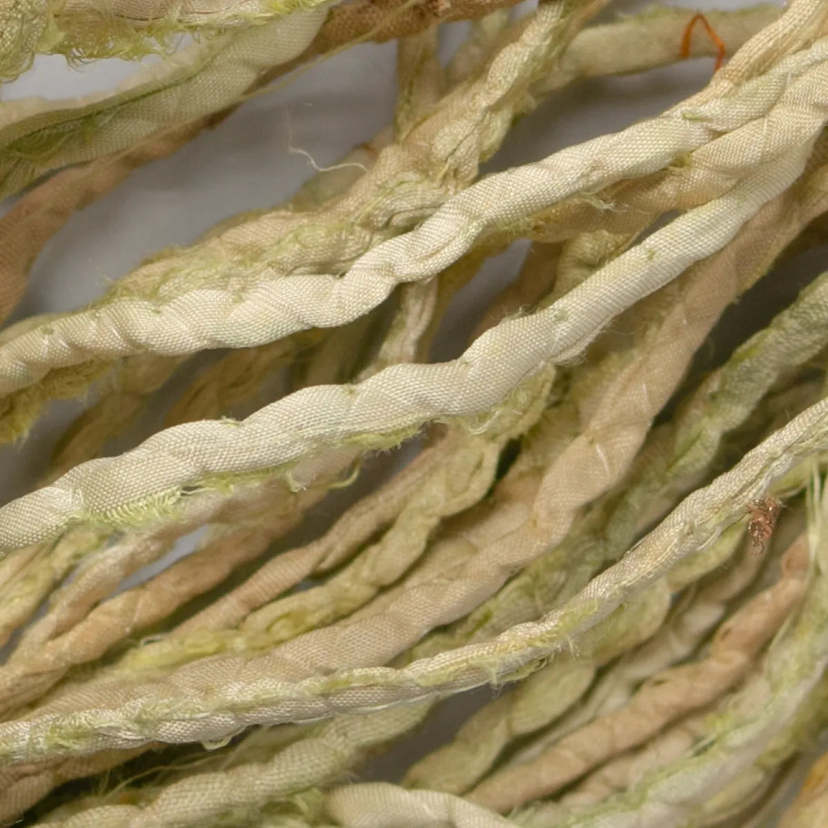 Embroidered Recycled Sari Silk Yarn - Dried Moss