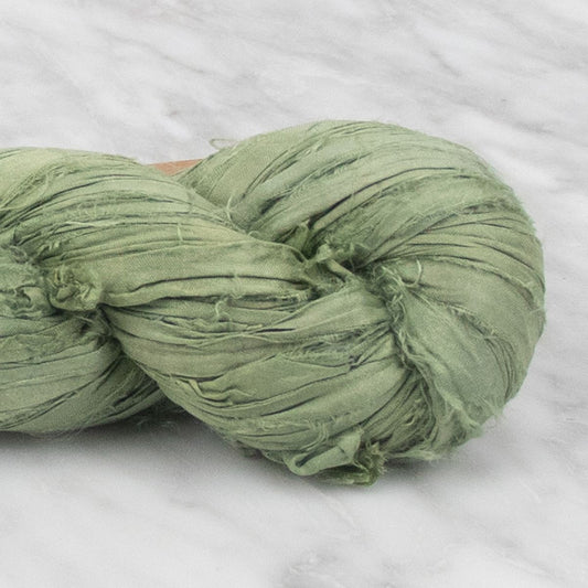 Recycled Sari Silk Ribbon - Sage
