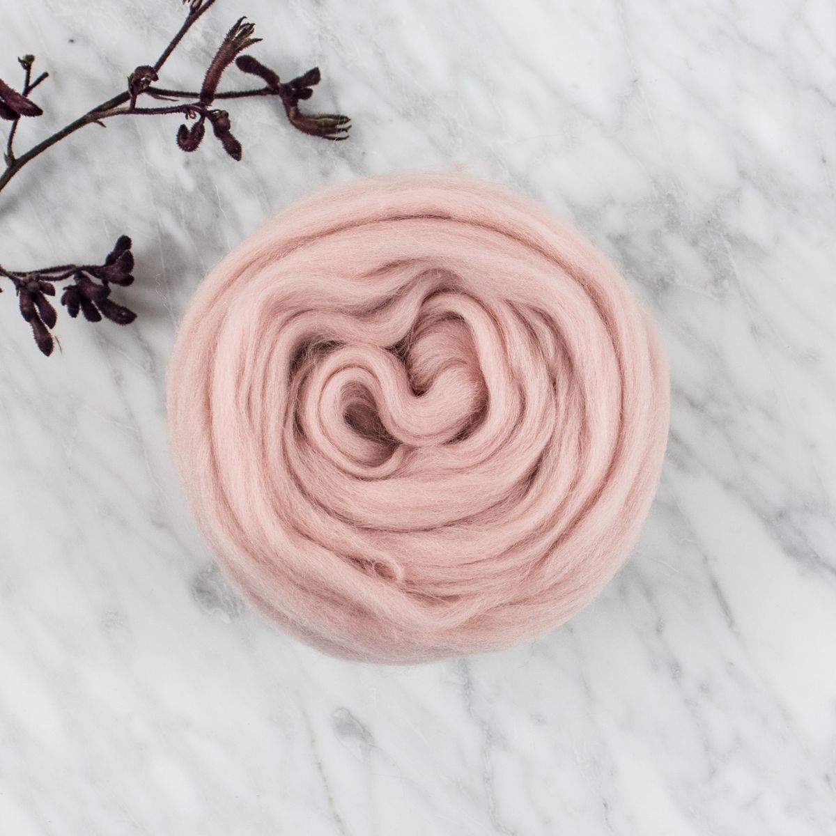 Organic Merino Wool Roving - Rose