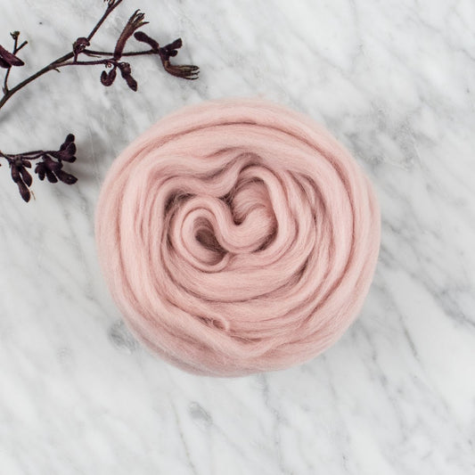 Organic Merino Wool Roving - Rose