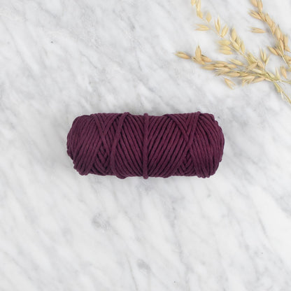 3 mm Recycled Cotton String 200gr / 7oz Aubergine