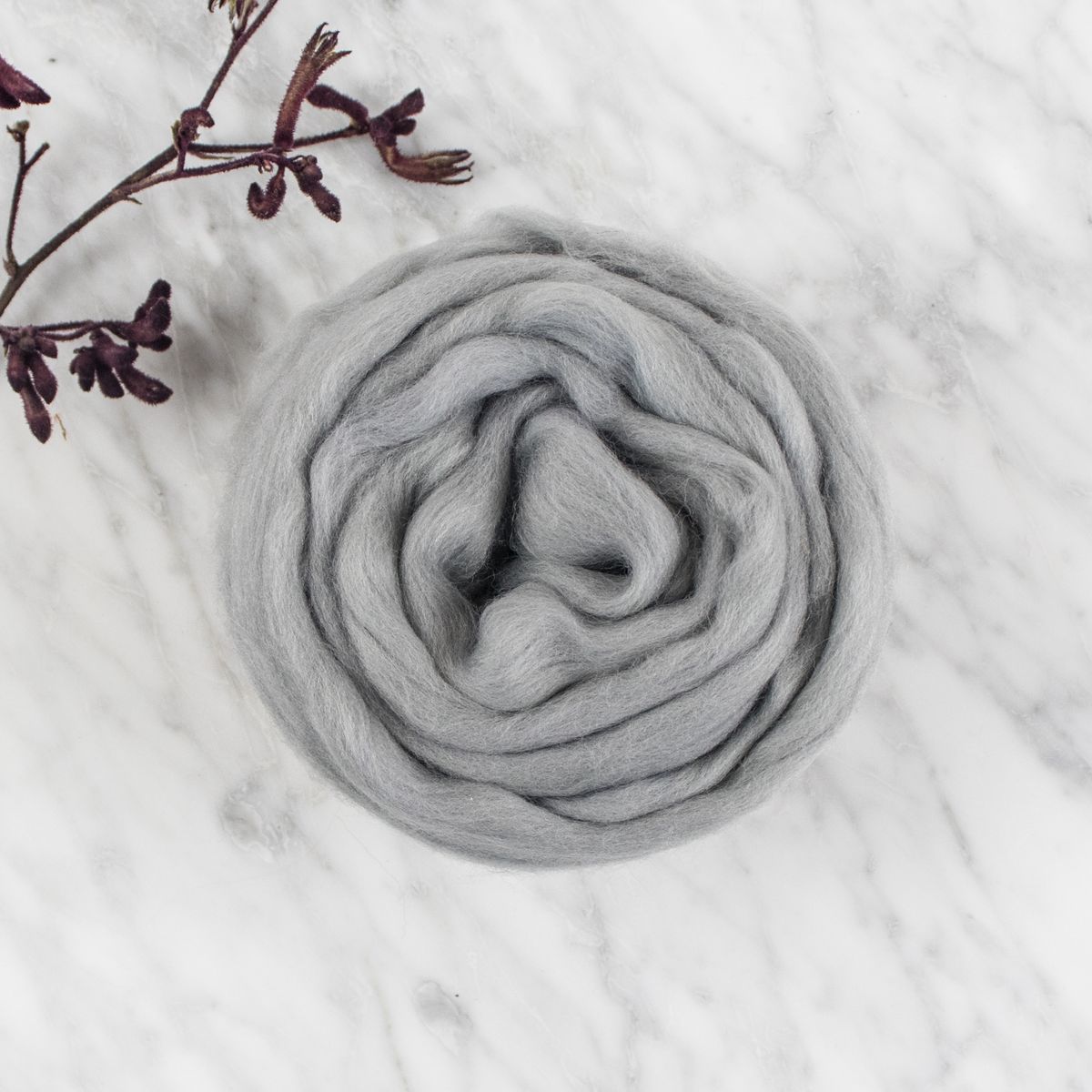 Organic Merino Wool Roving - Silver Grey