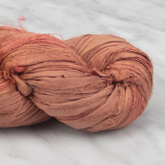 Recycled Sari Silk Ribbon - Dark Peach
