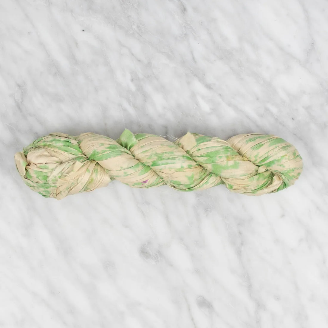 Handpainted Sari Silk Ribbon - Lime - 100 grams