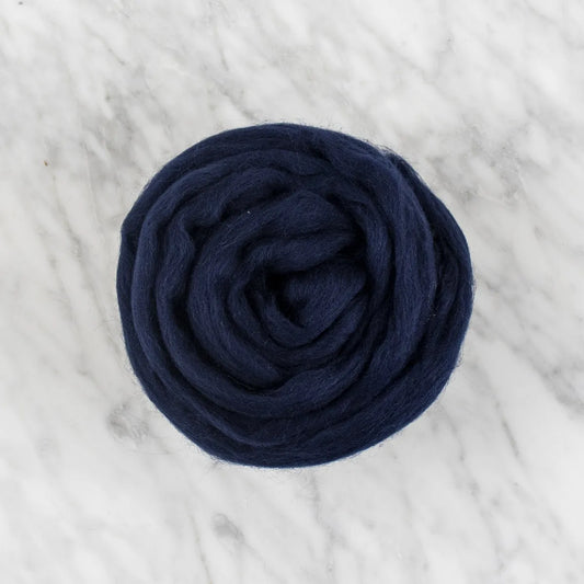 Organic Merino Wool Roving - Navy