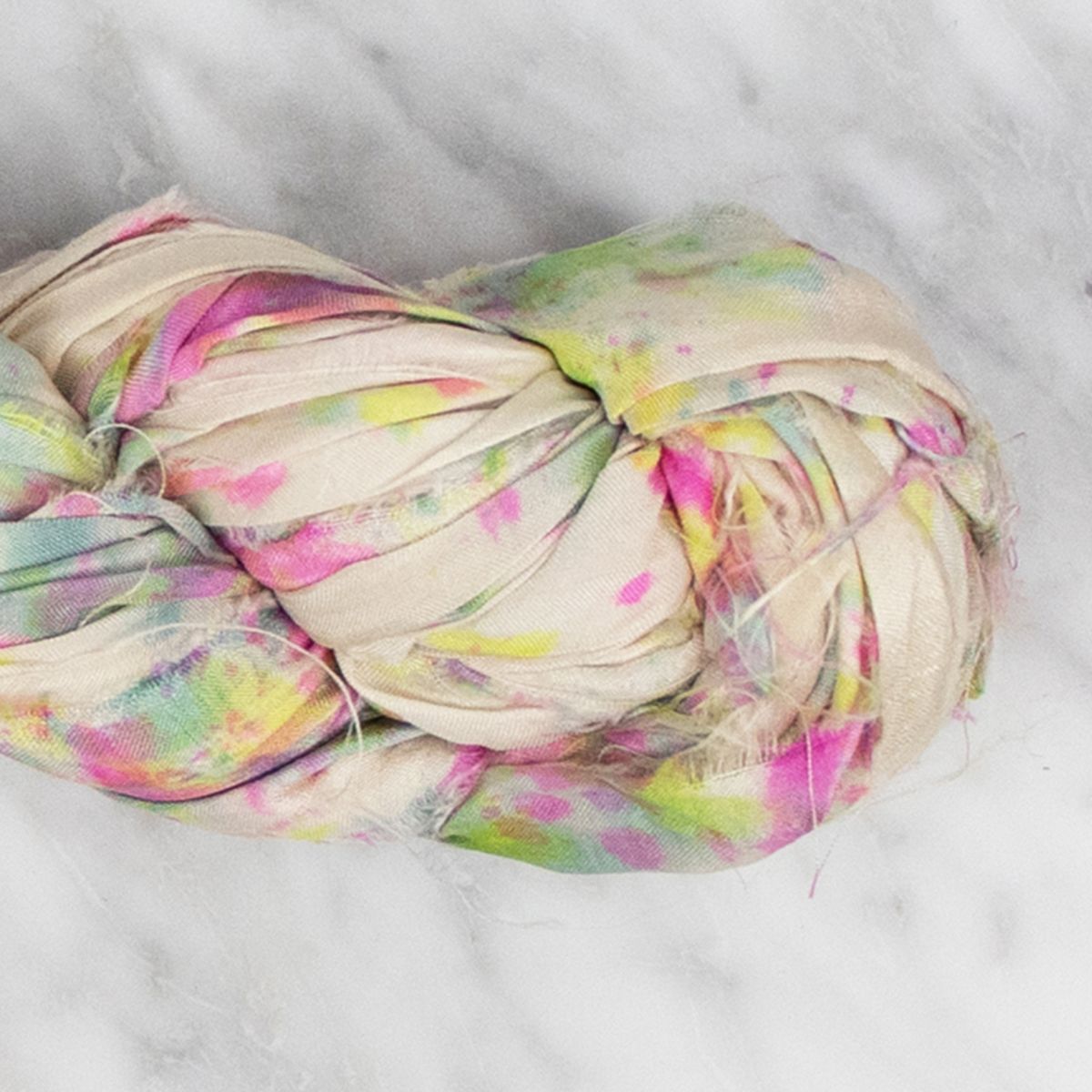 Handpainted Sari Silk Ribbon - Neon - 100 grams