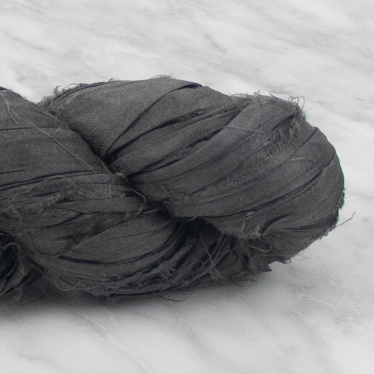 Recycled Sari Silk Ribbon - Coal