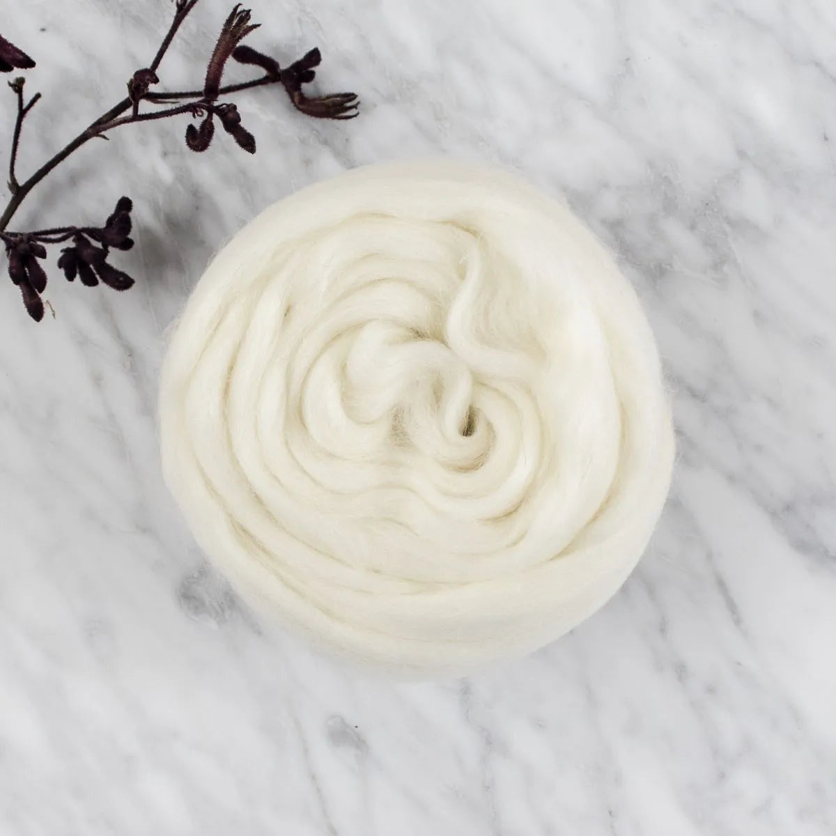 Organic Merino Wool Roving - Woolly White