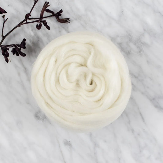 Organic Merino Wool Roving - Woolly White