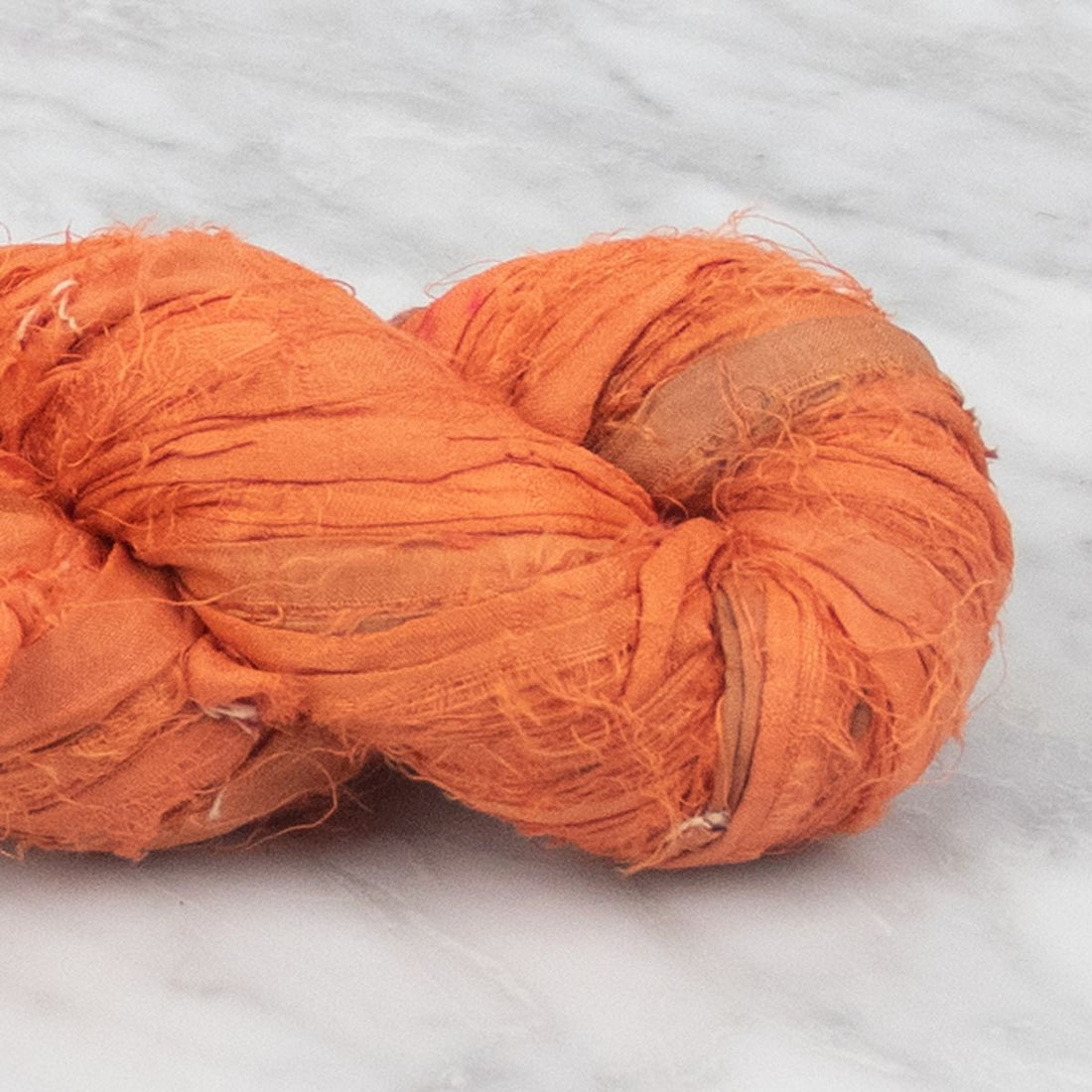 Recycled Sari Silk Ribbon - Vermillion Orange
