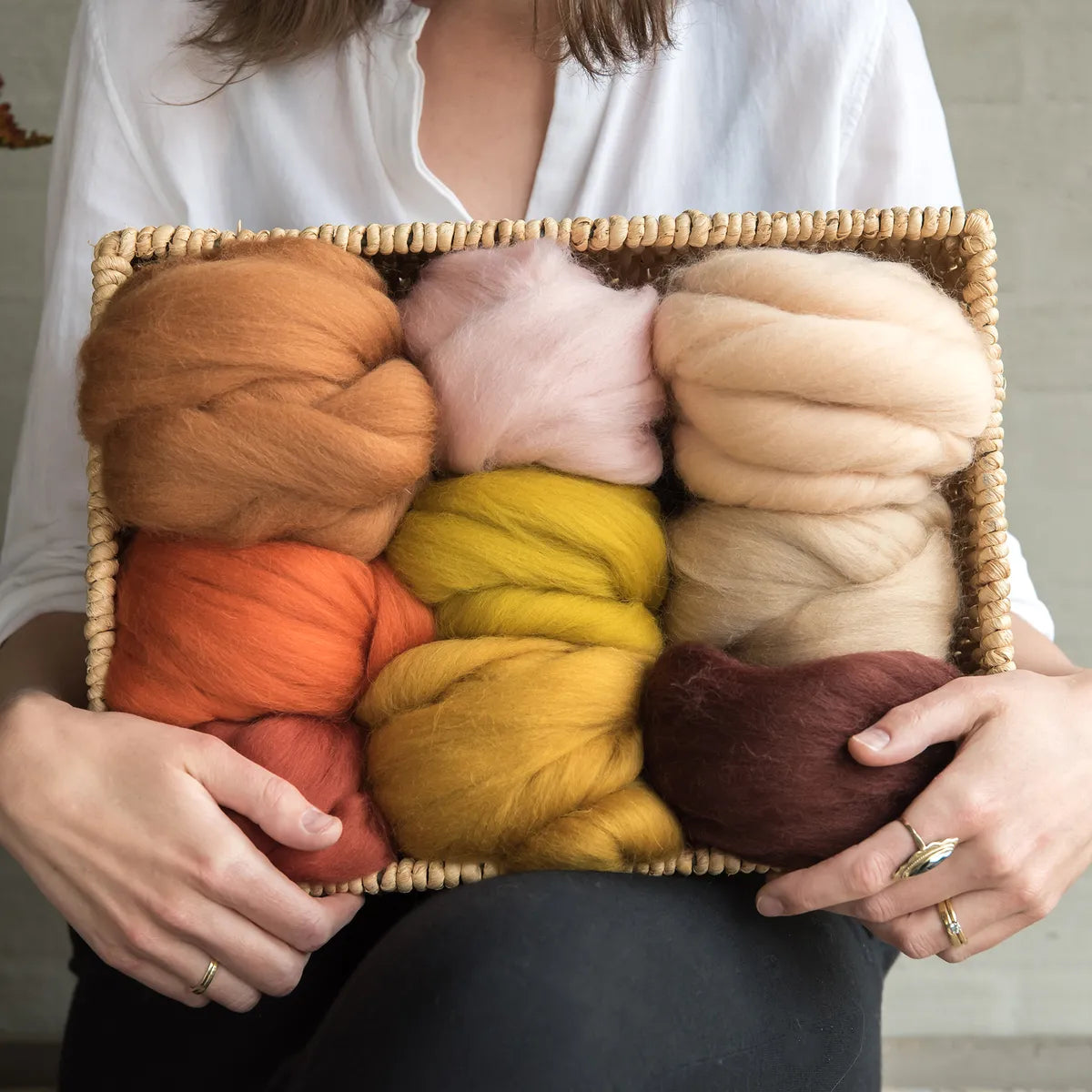 Organic Merino Wool Roving - Beige Blend