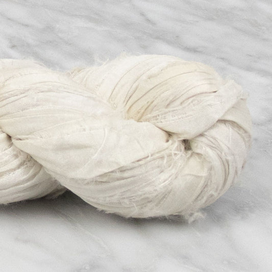 Recycled Sari Silk Ribbon - Ivory