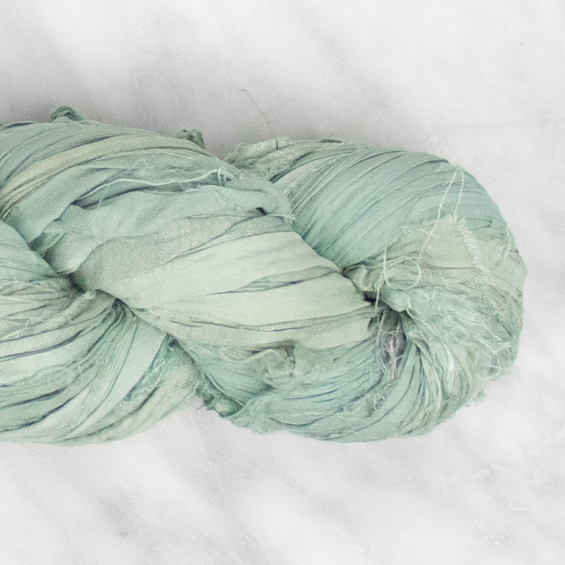 Recycled Sari Silk Ribbon - Granite Green - 100 grams