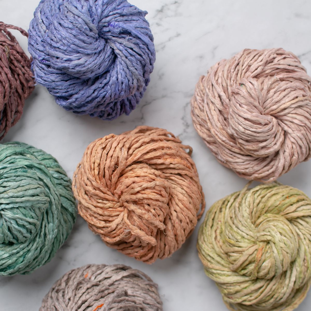 Embroidered Recycled Sari Silk Yarn - Muted Clay