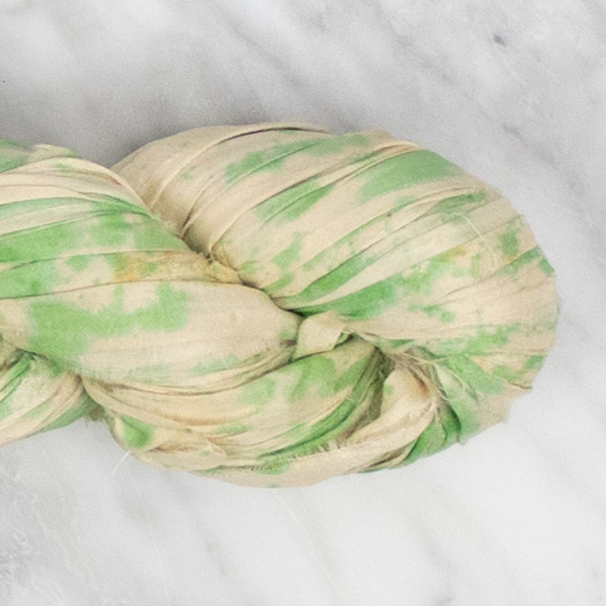 Handpainted Sari Silk Ribbon - Lime - 100 grams