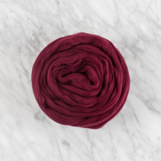 Organic Merino Wool Roving - Bordeaux