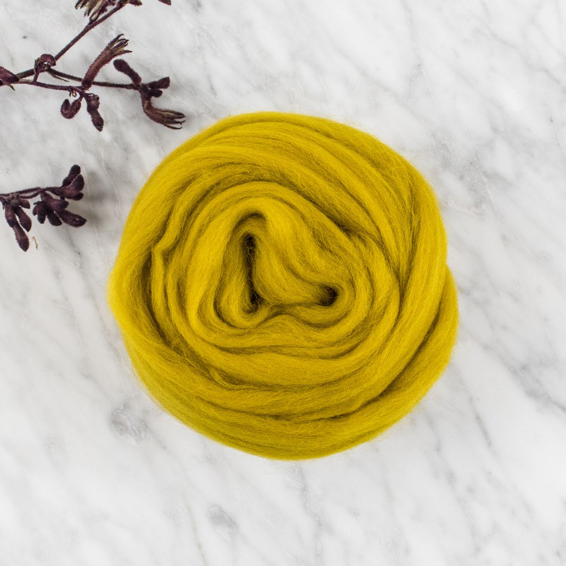 Organic Merino Wool Roving - Mustard