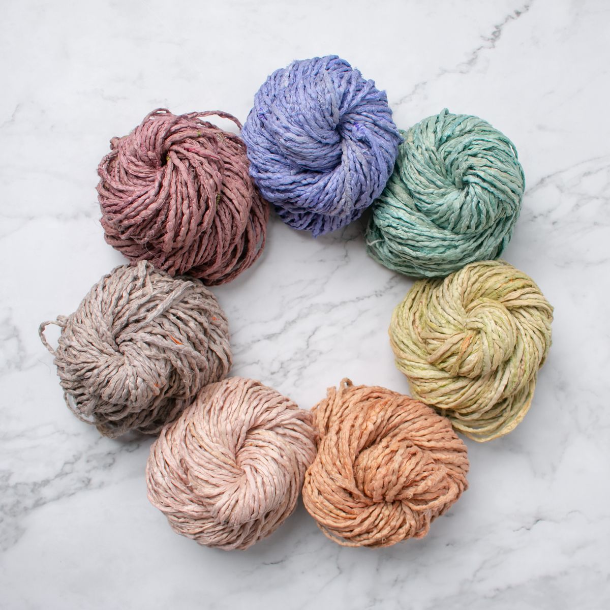 Embroidered Recycled Sari Silk Yarn - Muted Clay